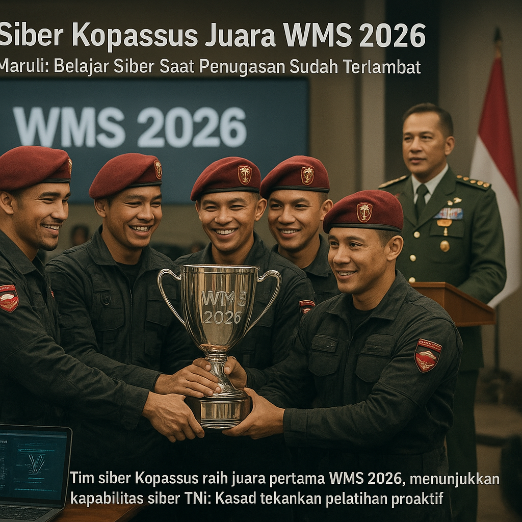 Tim Siber Kopassus Juara WMS 2026, Kasad Maruli: Belajar Siber Saat Penugasan Sudah Terlambat