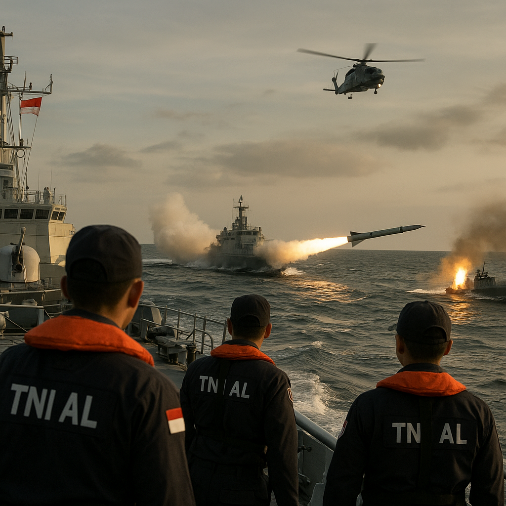 Unsur KRI Koarmada II Tunjukkan Kekuatan Tempur pada Puncak Latihan Operasi Laut Gabungan TA. 2026