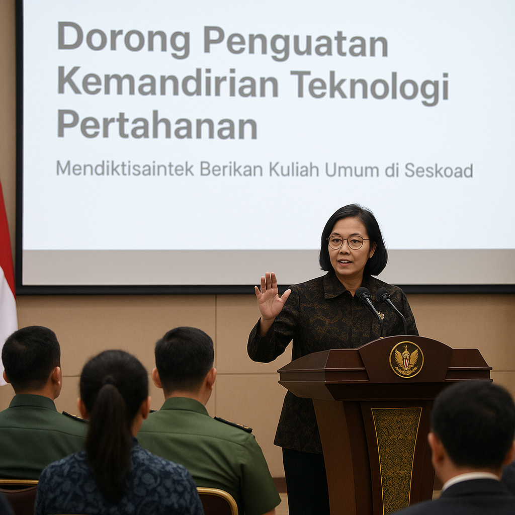 Dorong Penguatan Kemandirian Teknologi Pertahanan, Mendiktisaintek Berikan Kuliah Umum di Seskoad