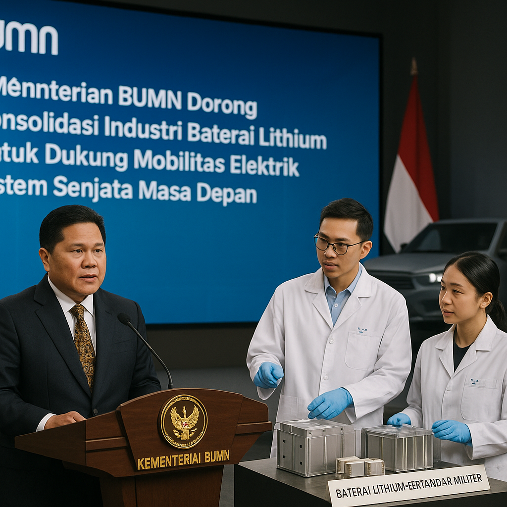 Kementerian BUMN Dorong Konsolidasi Industri Baterai Lithium untuk Dukung Mobilitas Elektrik Sistem Senjata Masa Depan