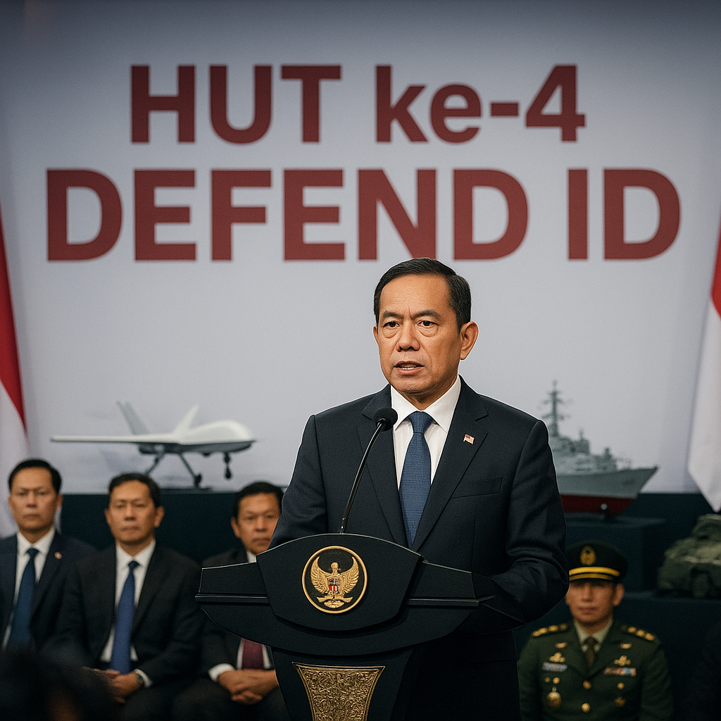 Menhan Sjafrie Minta Industri Pertahanan Bangun Mentalitas Produsen pada HUT ke-4 DEFEND ID