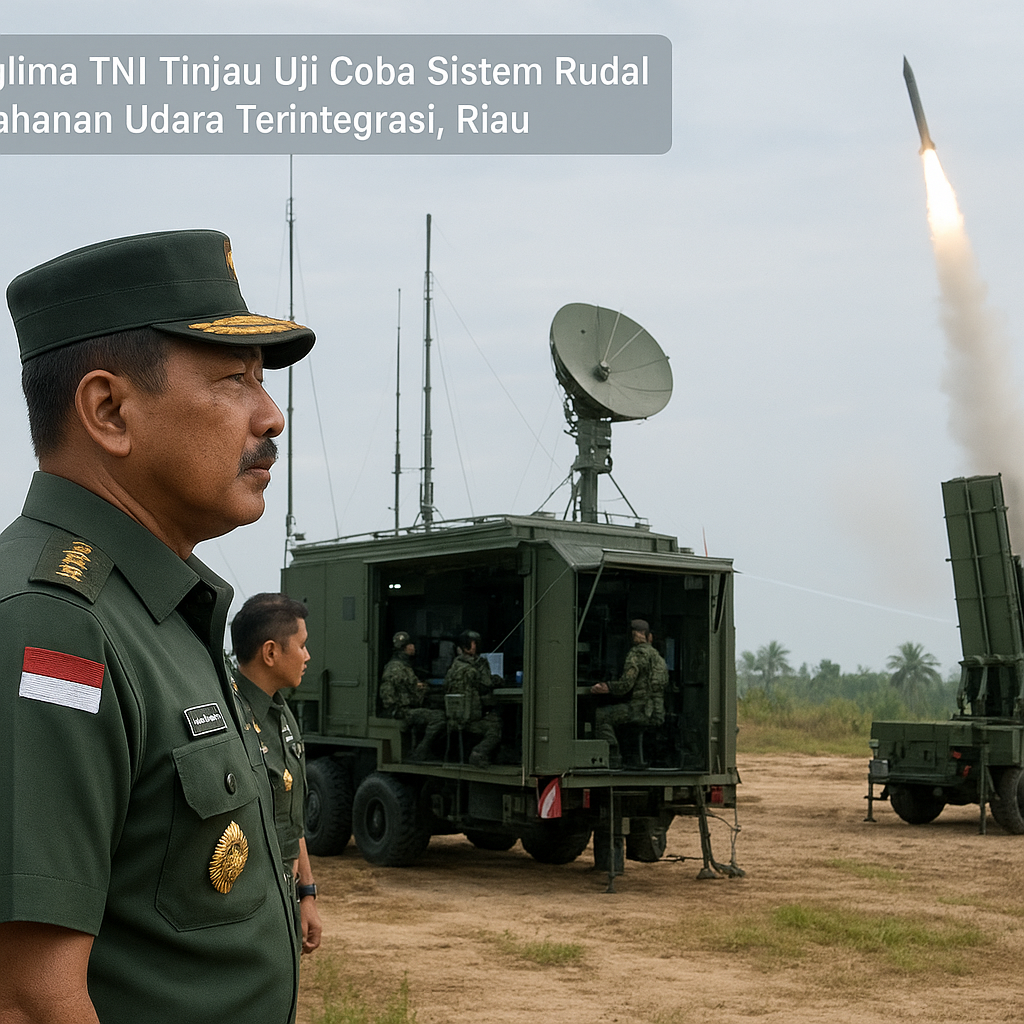 Panglima TNI Tinjau Uji Coba Sistem Rudal Pertahanan Udara Terintegrasi di Riau