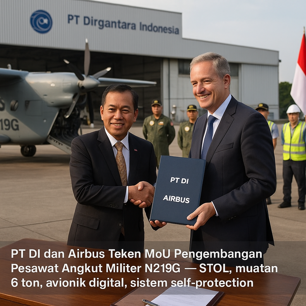PT DI dan Airbus Teken MoU Pengembangan Pesawat Angkut Militer N219G