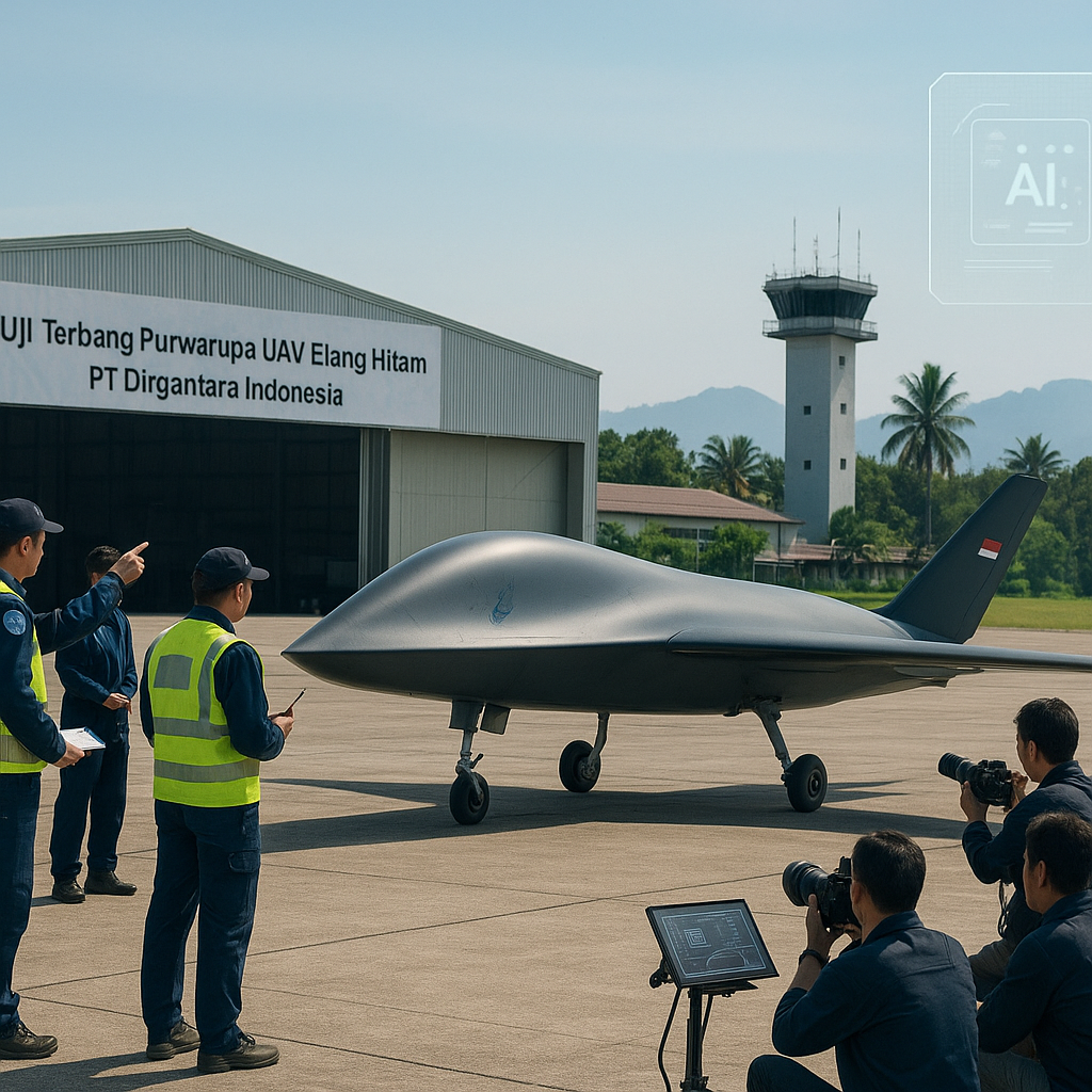 PTDI Uji Terbang Purwarupa UAV Tempur Elang Hitam dengan Kecerdasan Buatan
