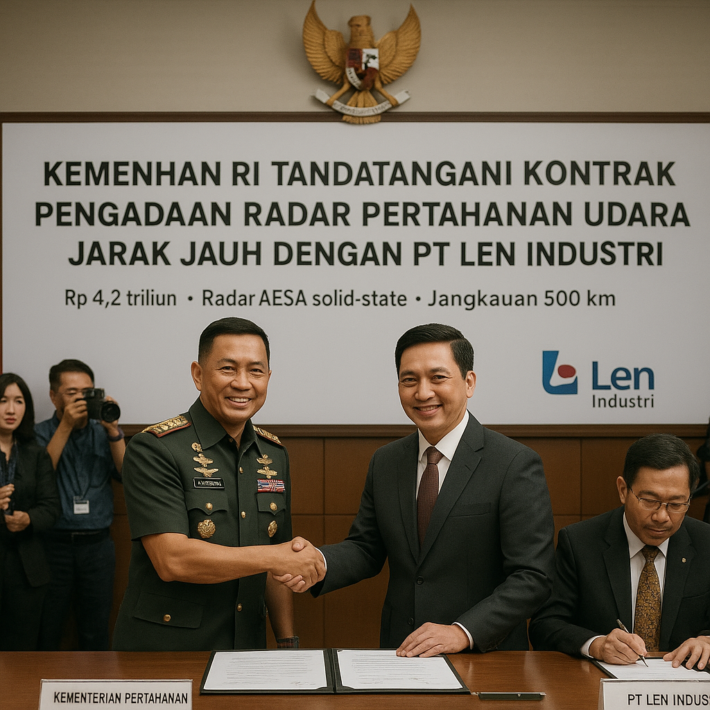 Kemenhan RI Tandatangani Kontrak Pengadaan Radar Pertahanan Udara Jarak Jauh dengan PT Len Industri