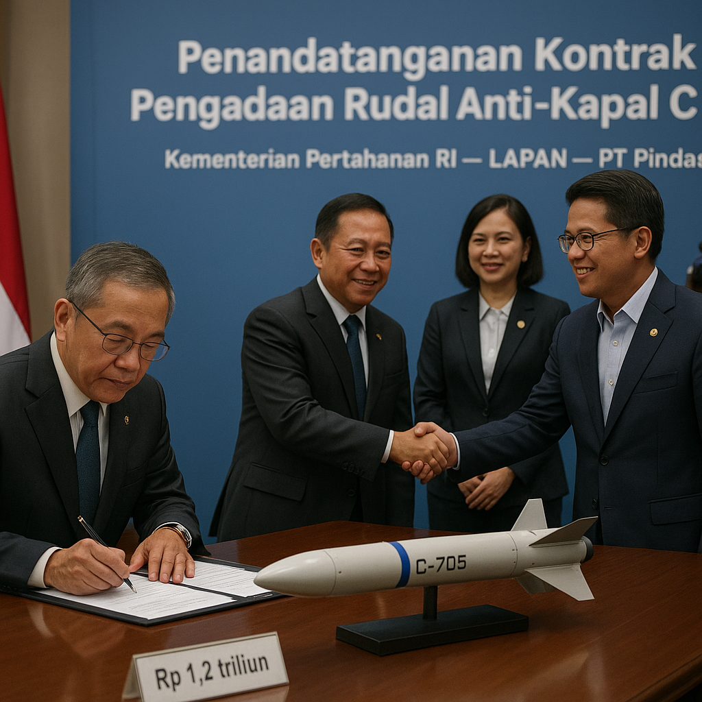 Kemenhan Teken Kontrak Pengadaan Rudal Anti-Kapal C-705 dengan LAPAN