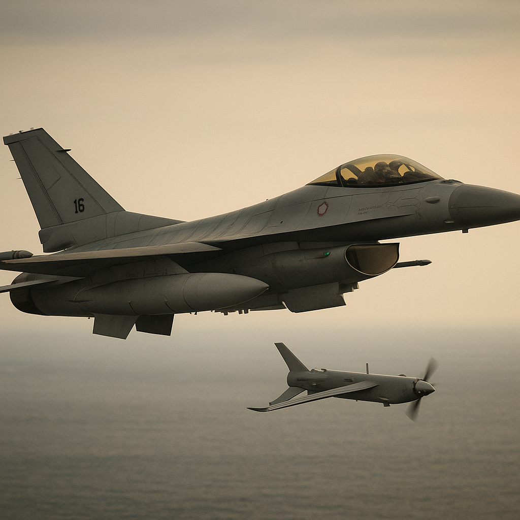 TNI AU Uji Coba Integrasi Pesawat Tempur F-16 Block 70 dengan Drone Kamikaze Lokal