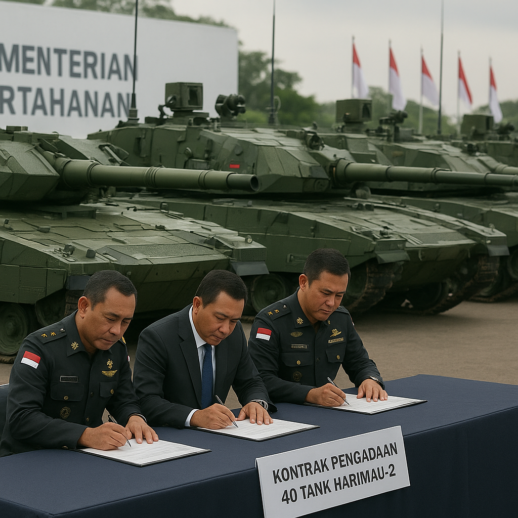 Kemenhan Tandatangani Kontrak Pengadaan 40 Tank Harimau-2 dengan Upgrade Armor Komposit