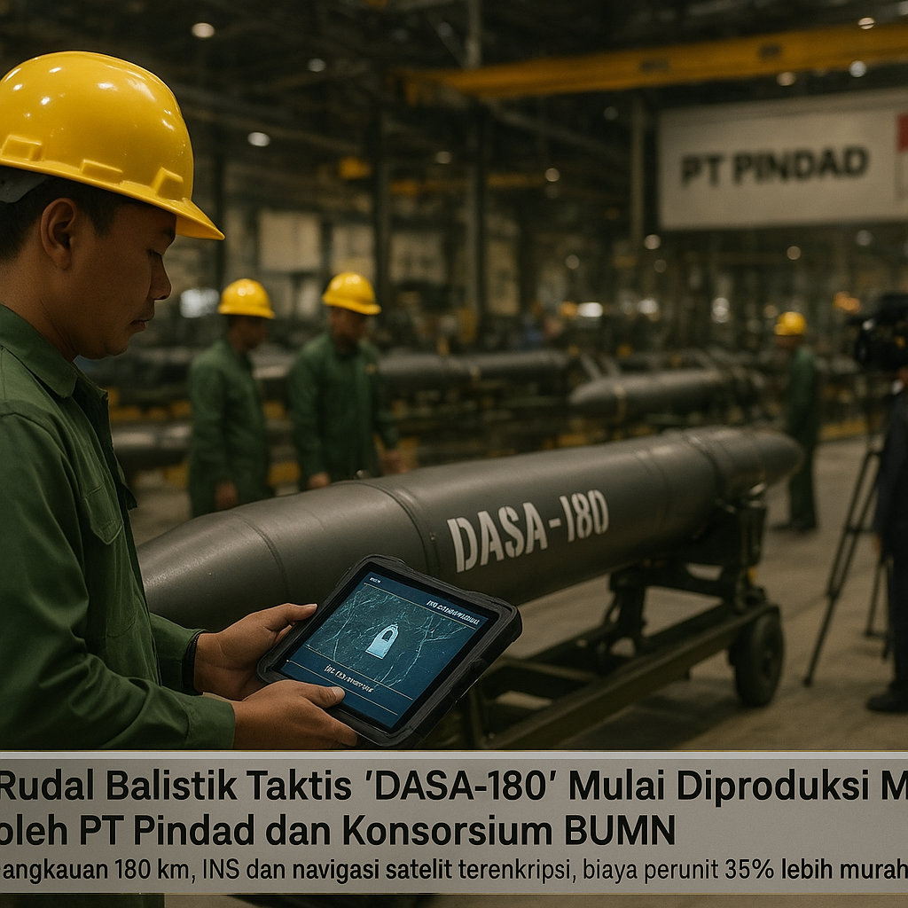 Rudal Balistik Taktis 'Dasa-180' Mulai Diproduksi Massal oleh PT Pindad dan Konsorsium BUMN