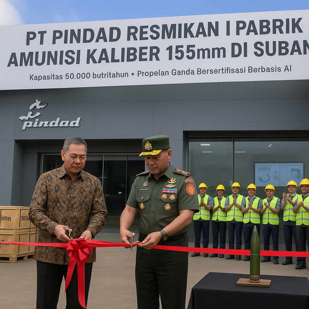 PT PINDAD Resmikan Pabrik Amunisi Kaliber 155mm di Subang untuk Dukung Kemandirian Alutsista