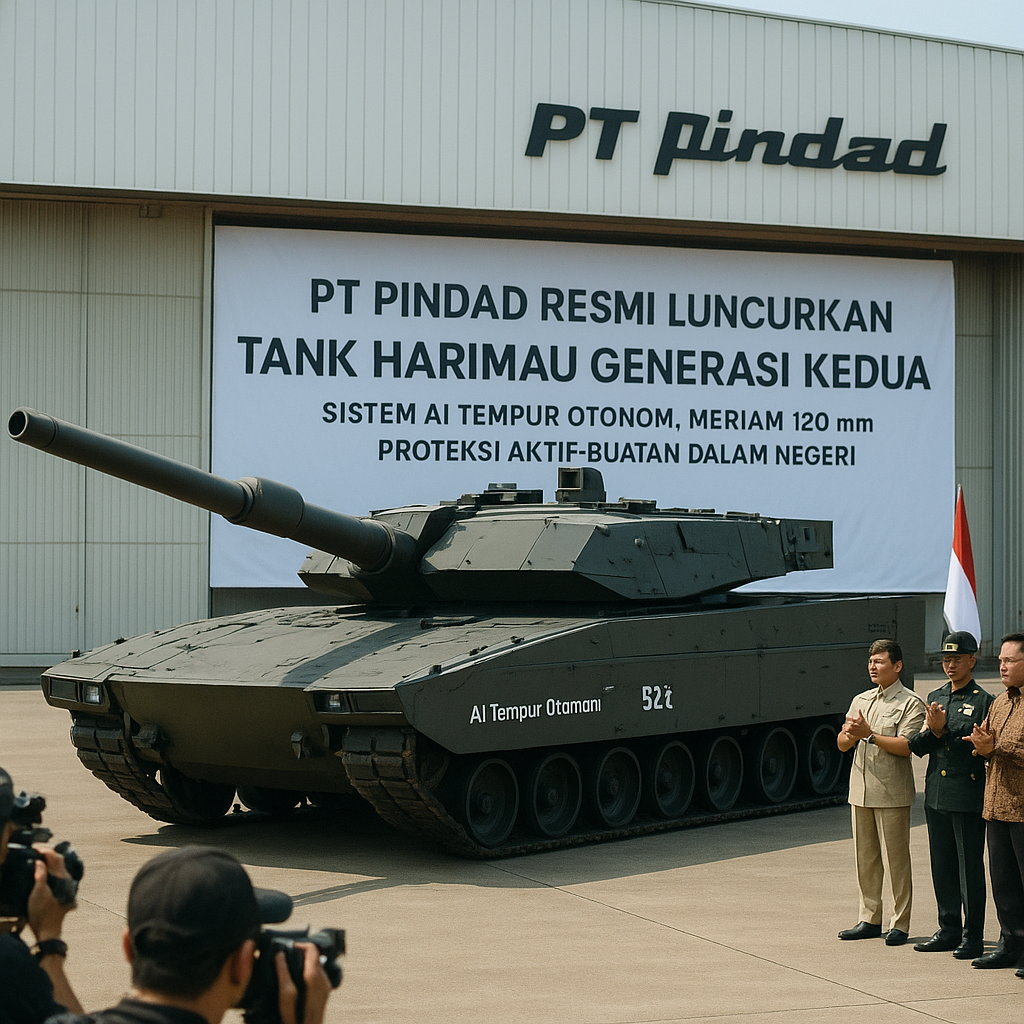 PT Pindad Resmi Luncurkan Tank Harimau Generasi Kedua dengan Sistem AI Tempur Otonom