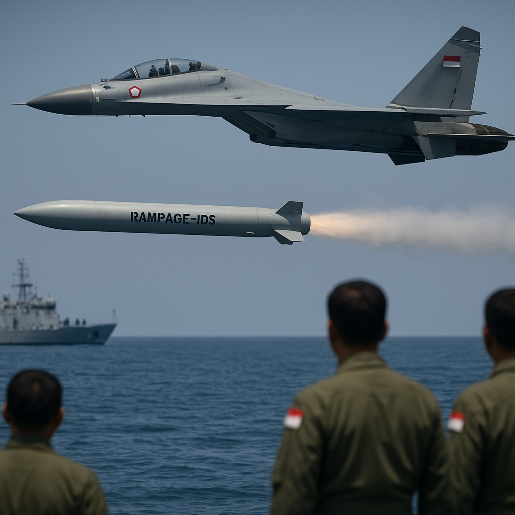TNI AU Uji Coba Rudal Jarak Jauh Rampage Versi Indonesia di Laut Jawa