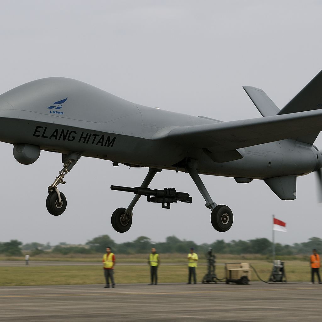 Drone Tempur Elang Hitam Buatan LAPAN Berhasil Uji Terbang dengan Muatan Senapan Mesin