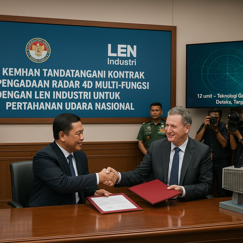 Kemhan Tandatangani Kontrak Pengadaan Radar 4D Multi-Fungsi dengan LEN Industri untuk Pertahanan Udara Nasional