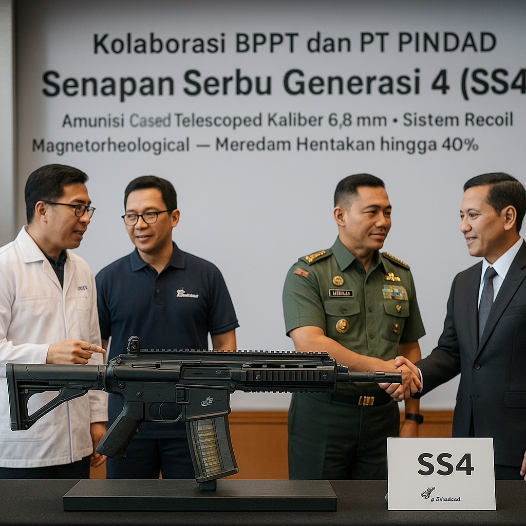 Kolaborasi BPPT dan PT Pindad Ciptakan Senapan Serbu Generasi 4 dengan Amunisi Cased Telescoped