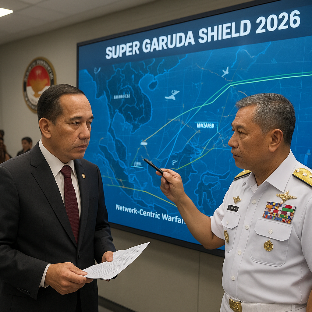 Kemenhan RI - KSAL Bahas Integrasi Sistem Komando dan Kontrol dalam Latmil Gabungan Super Garuda Shield 2026