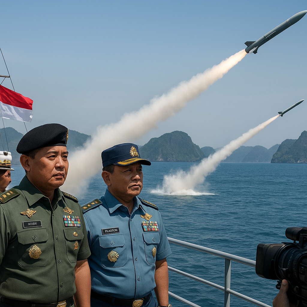 Rudal Exocet dan C-705 Diluncurkan di Karimun Jawa, Menhan dan Panglima TNI Saksikan Langsung