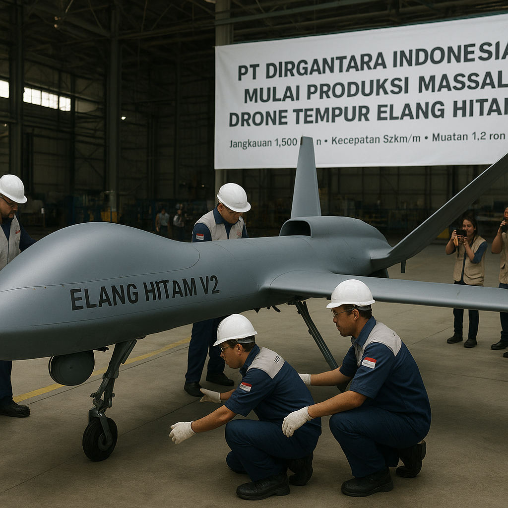PT Dirgantara Indonesia Mulai Produksi Massal Drone Tempur Elang Hitam V2