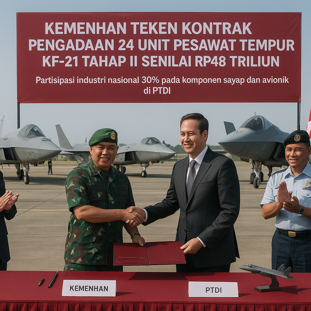 Kemenhan Teken Kontrak Pengadaan 24 Unit Pesawat Tempur KF-21 Tahap II Senilai Rp48 Triliun