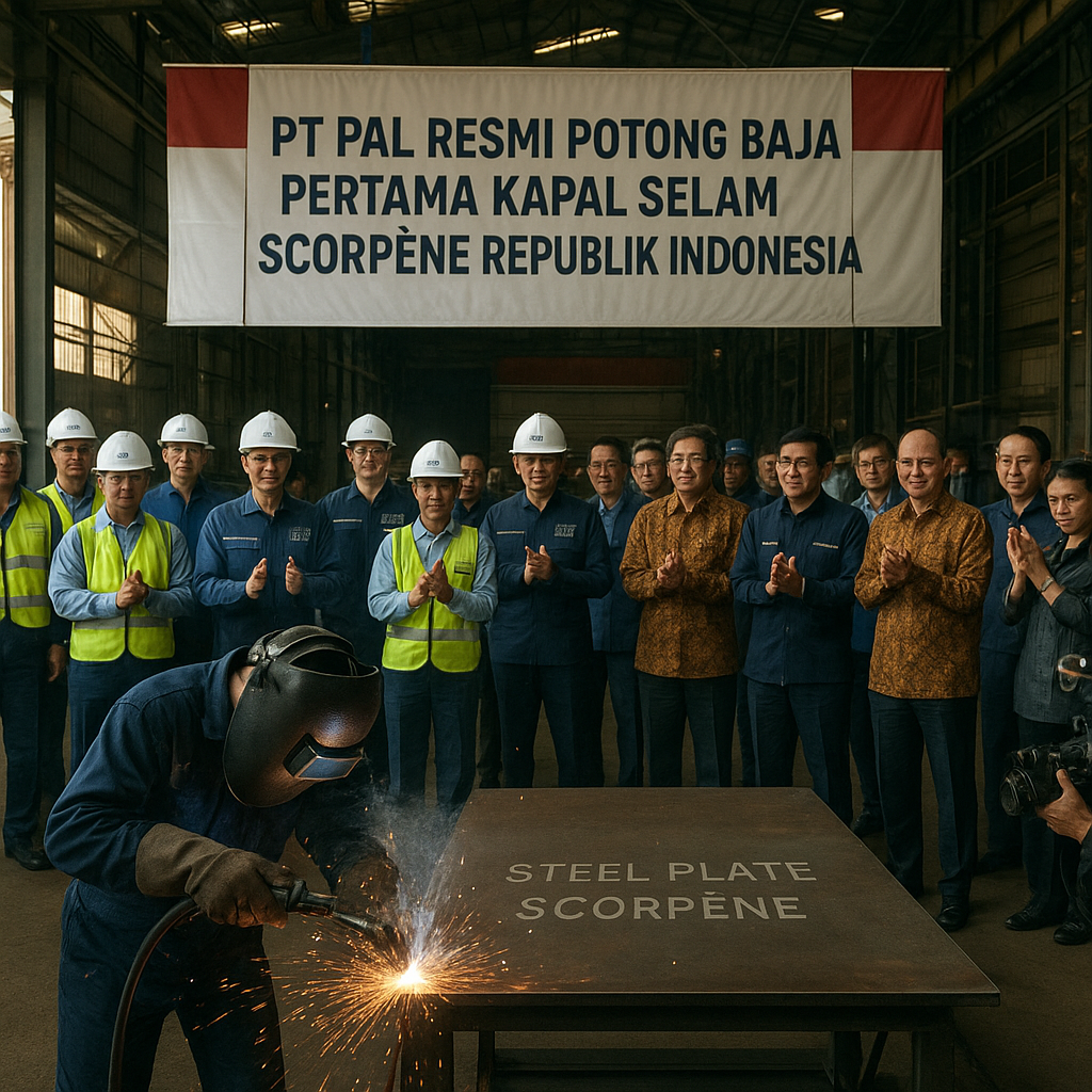 PT PAL Resmi Potong Baja Pertama Kapal Selam Scorpène Republik Indonesia