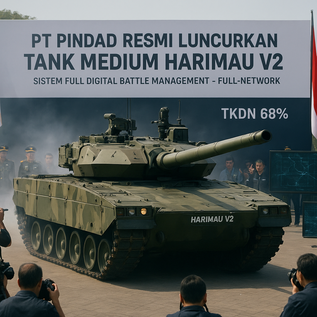 PT Pindad Resmi Luncurkan Tank Medium Harimau V2 dengan Sistem Full Digital Battle Management