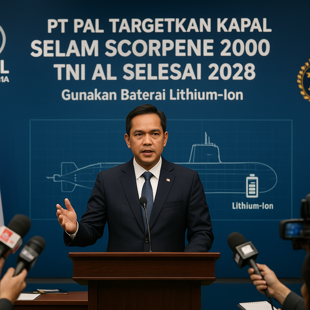 PT PAL Targetkan Kapal Selam Scorpene 2000 TNI AL Selesai 2028, Gunakan Baterai Lithium-Ion