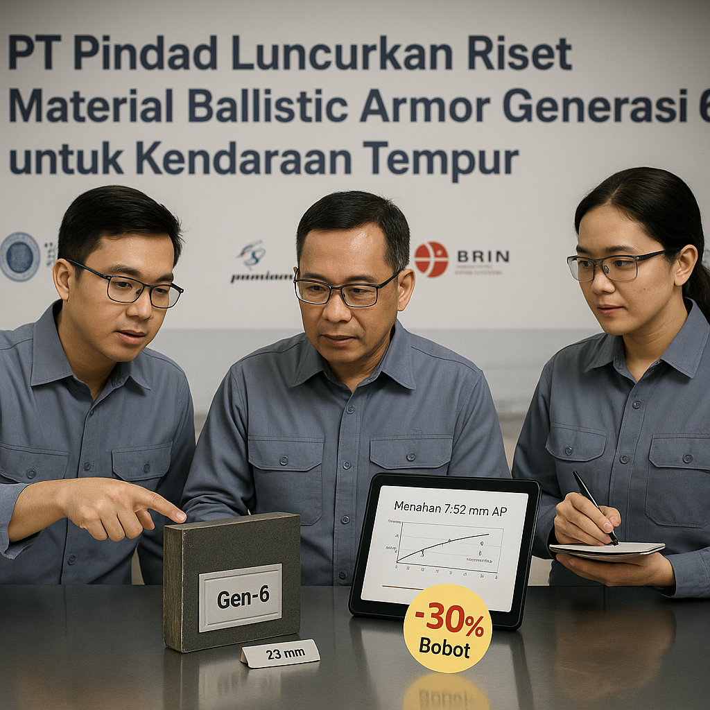 PT Pindad Luncurkan Riset Material Ballistic Armor Generasi 6 untuk Kendaraan Tempur