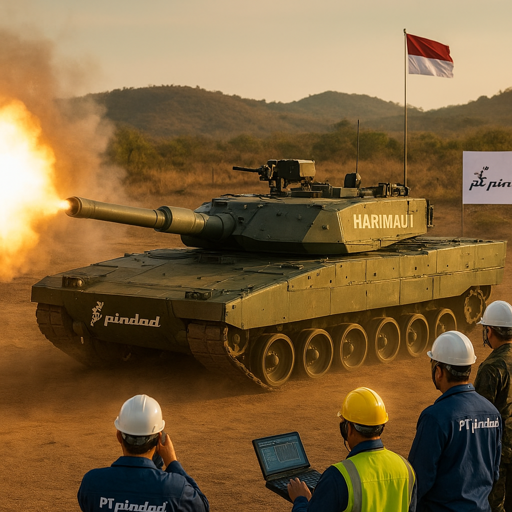 PT PINDAD Uji Coba Prototipe Tank Medium Harimau II Dengan Kanon 120mm