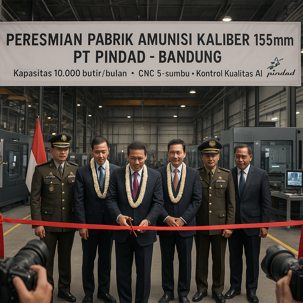PT Pindad Resmikan Pabrik Amunisi Kaliber 155mm di Bandung, Tingkatkan Kemandirian Produksi Alutsista