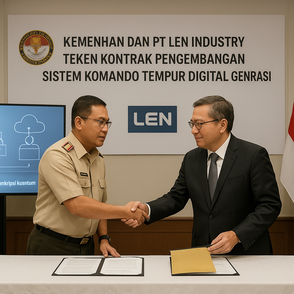Kemenhan dan PT LEN Industry Teken Kontrak Pengembangan Sistem Komando Tempur Digital Generasi 5