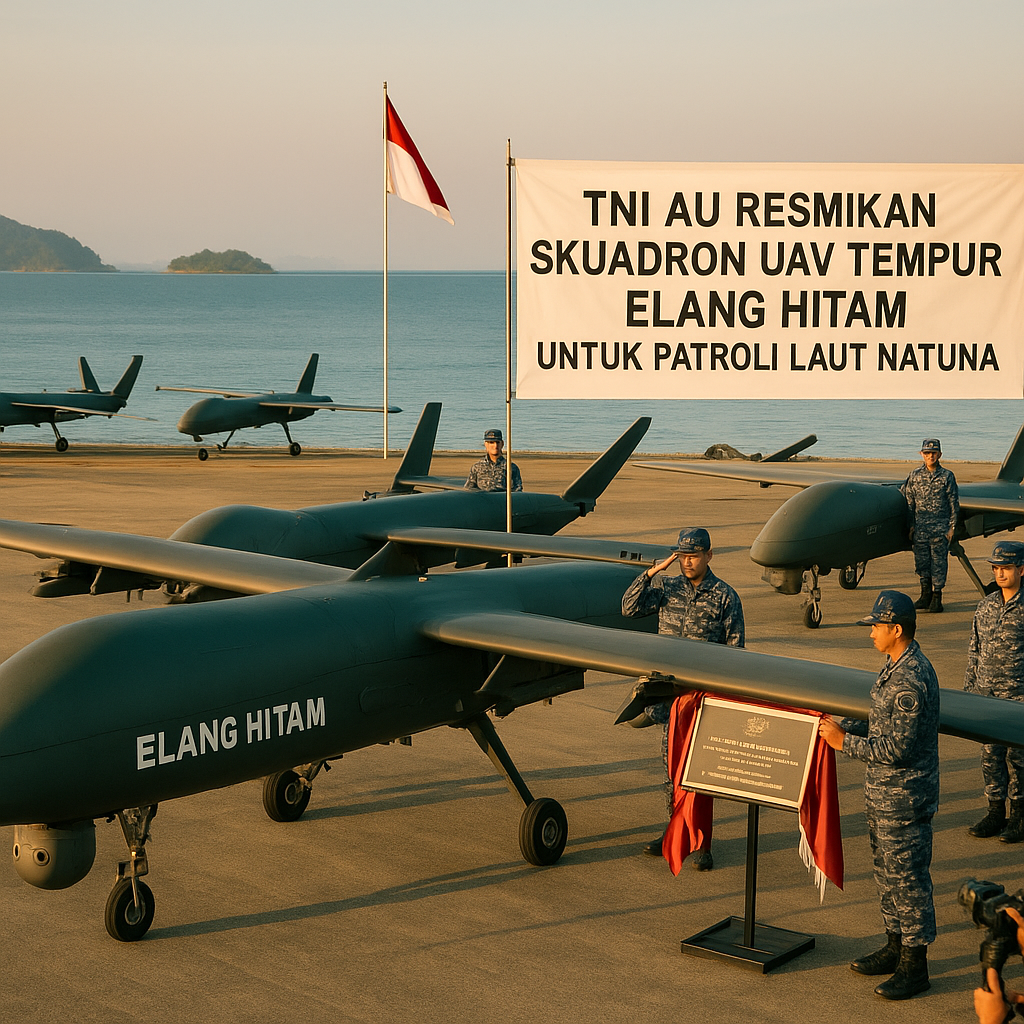 TNI AU Resmikan Skuadron UAV Tempur Elang Hitam untuk Patroli Laut Natuna