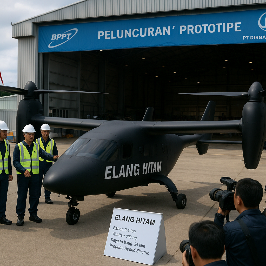 BPPT dan PT DI Luncurkan Prototipe Drone Tempur VTOL Generasi Baru 'Elang Hitam'