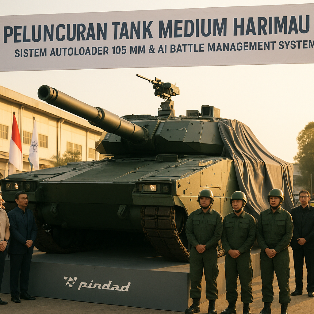 PT Pindad Resmi Luncurkan Tank Medium Harimau V2 dengan Sistem Autoloader dan AI Battle Management