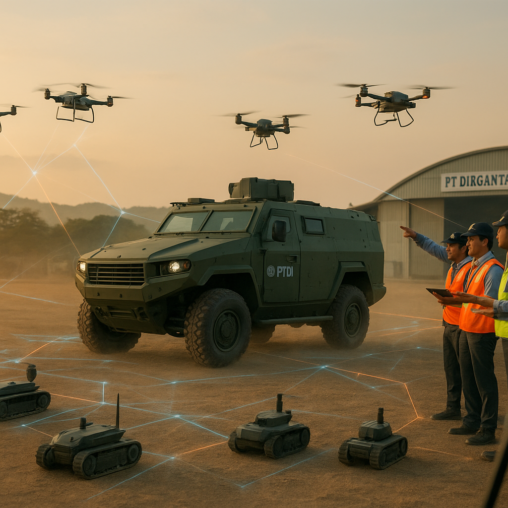 PTDI Luncurkan FCS Prototipe Kendaraan Tempur Rantis T-3 dengan AI Swarming Capability