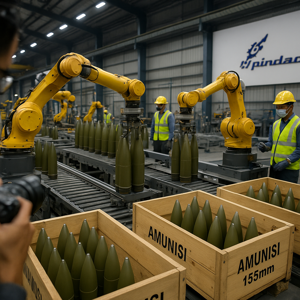 PT Pindad Tingkatkan Kapasitas Produksi Amunisi Cerdas 155mm dengan Lini Produksi Robotik