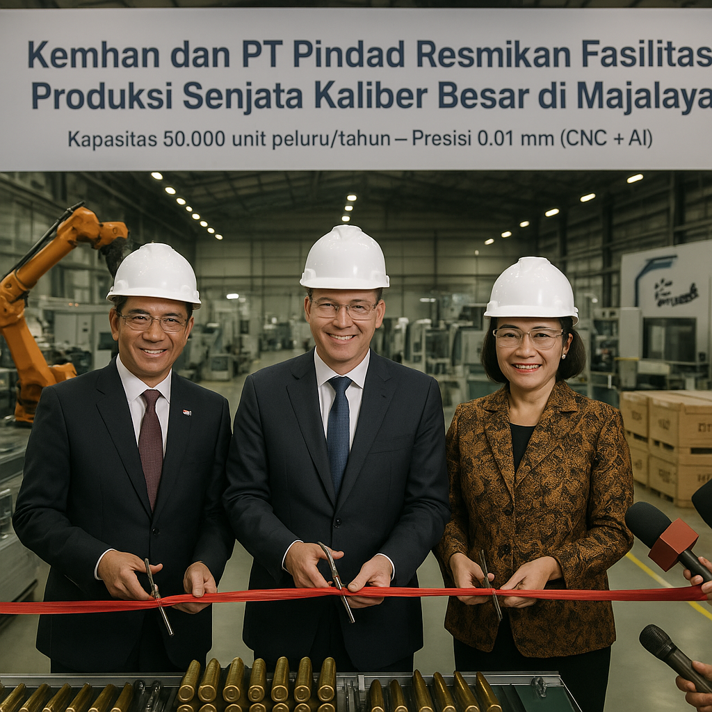 Kemhan dan PT Pindad Resmikan Fasilitas Produksi Senjata Kaliber Besar di Majalaya untuk Mendukung Kemandirian Alutsista