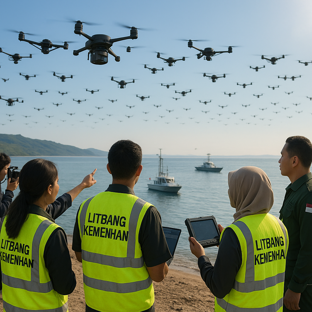 Litbang Kemenhan Kembangkan Sistem Drone Swarm Berbasis AI untuk Pertahanan Pesisir