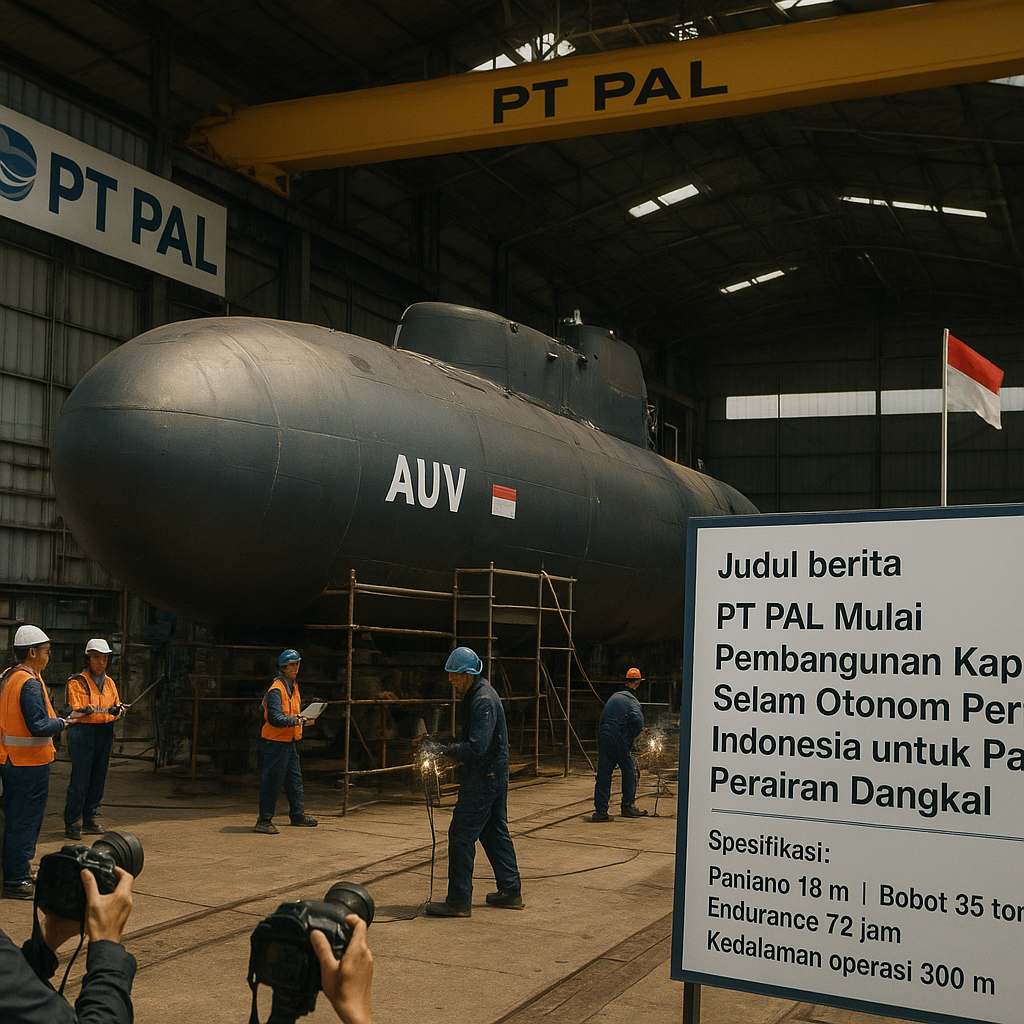 PT PAL Mulai Pembangunan Kapal Selam Otonom Pertama Indonesia untuk Patroli Perairan Dangkal