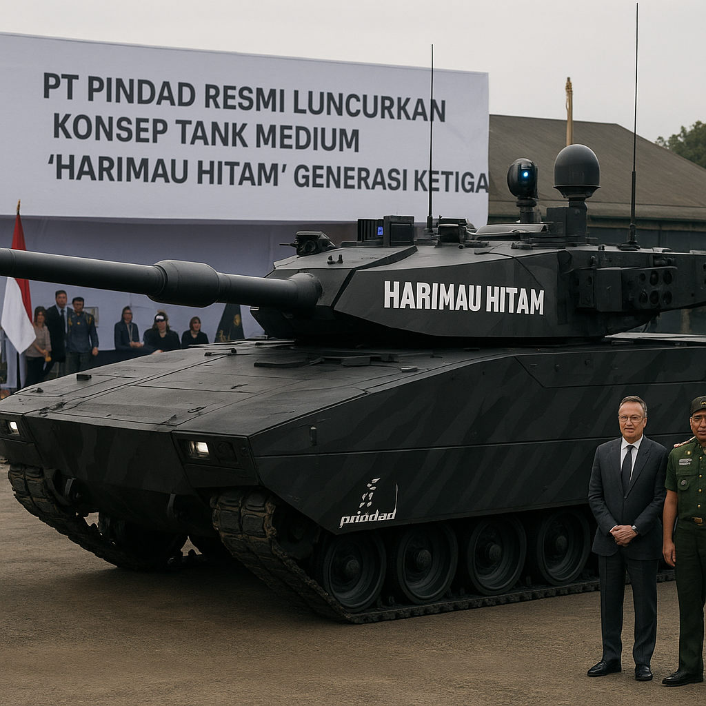 PT Pindad Resmi Luncurkan Konsep Tank Medium 'Harimau Hitam' Generasi Ketiga dengan Sistem AI Terpadu