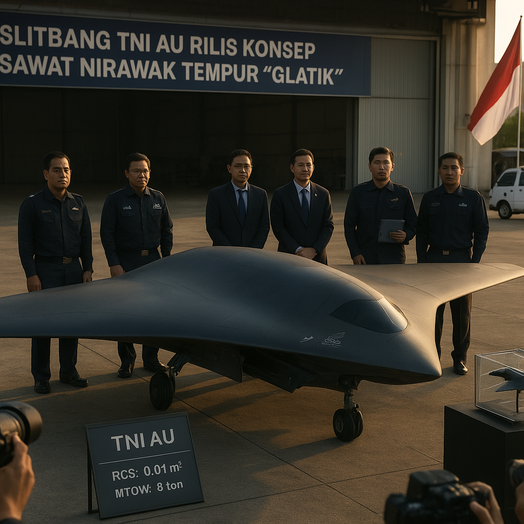 Dislitbang TNI AU Rilis Konsep Pesawat Nirawak Tempur 'Glatik' dengan Teknologi Stealth dan AI