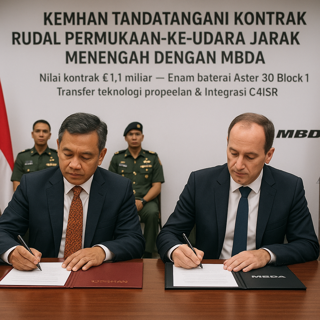 Kemhan Tandatangani Kontrak Rudal Permukaan-ke-Udara Jarak Menengah dengan MBDA