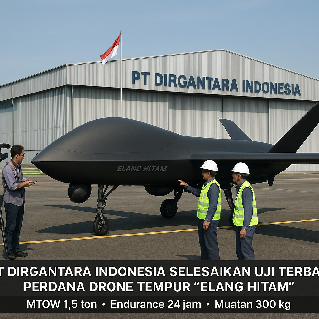 PT Dirgantara Indonesia Selesaikan Uji Terbang Perdana Drone Tempur 'Elang Hitam'