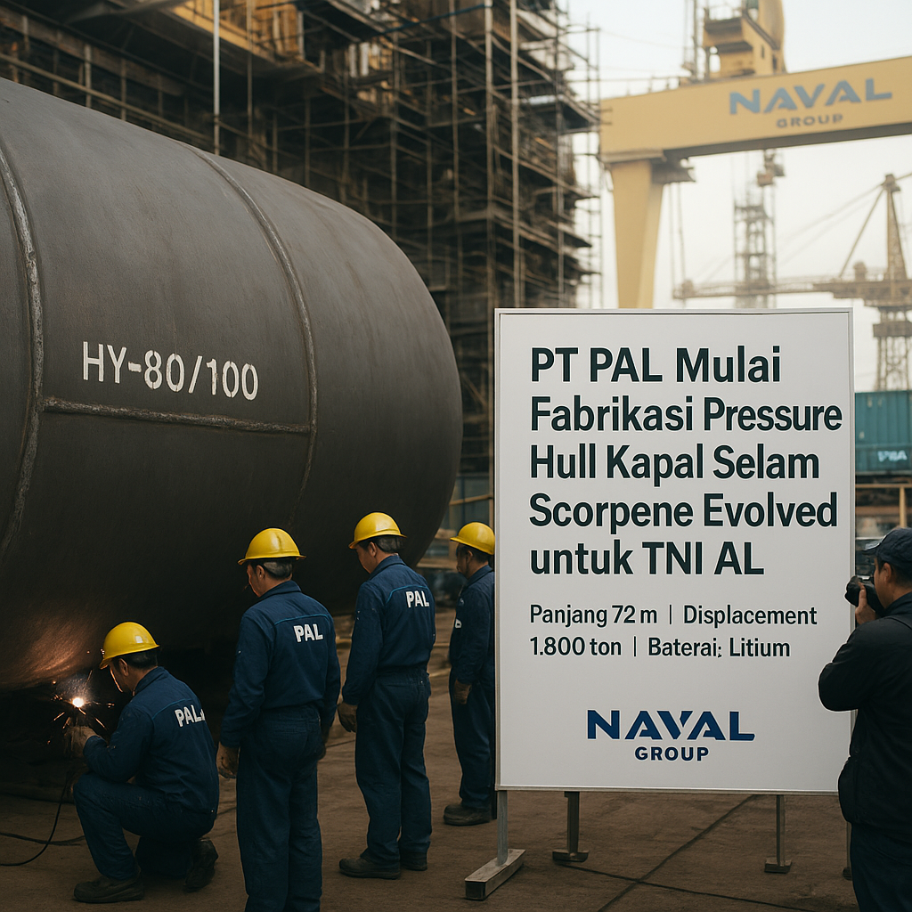 PT PAL Mulai Fabrikasi Pressure Hull Kapal Selam Scorpene Evolved untuk TNI AL