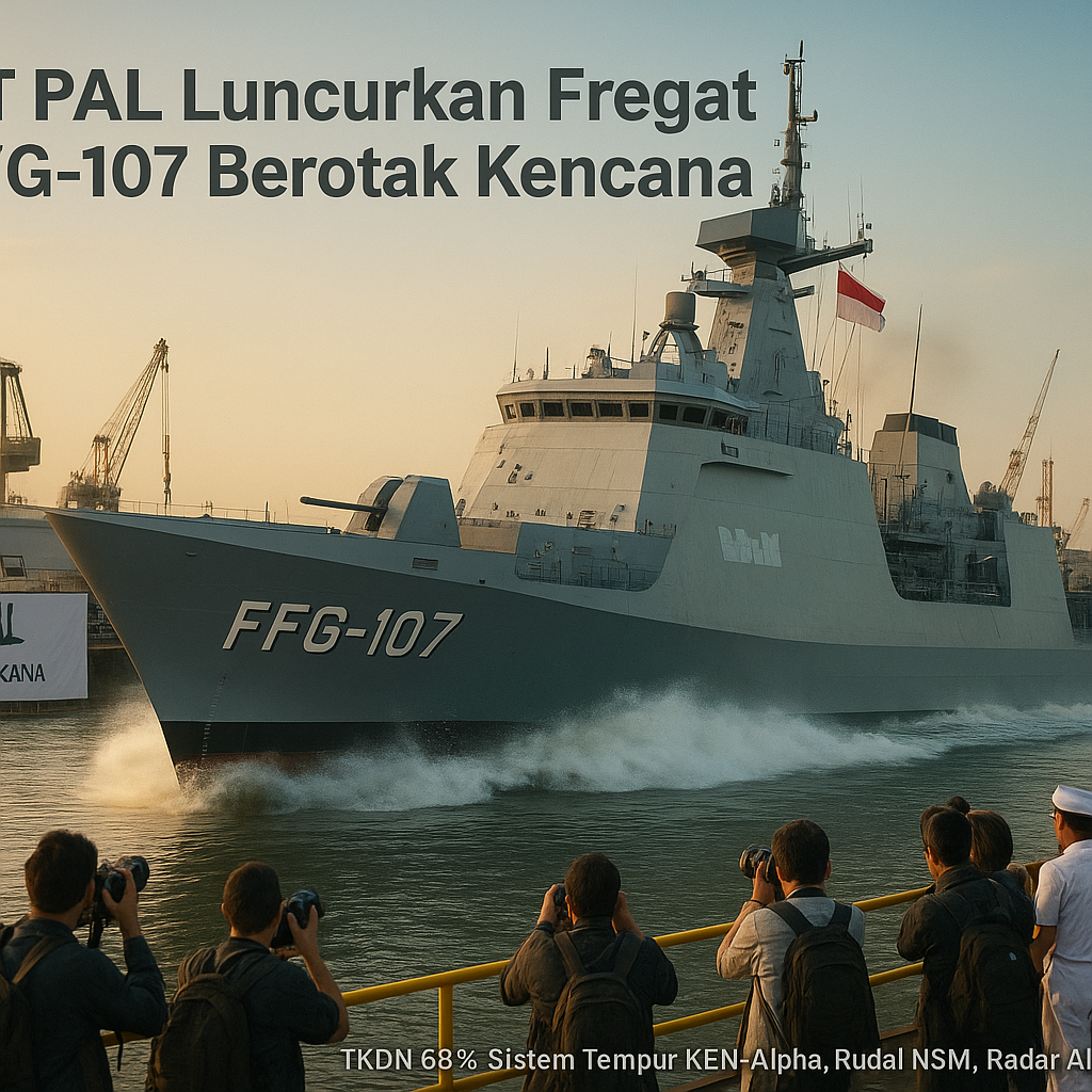 PT PAL Luncurkan Fregat FFG-107 Berotak Kencana: Kapal Perang Generasi Keenam Siap Perkuat Armatim