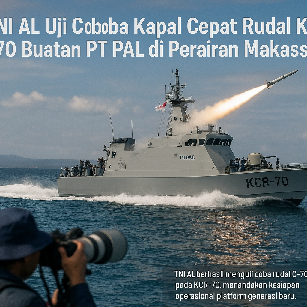 TNI AL Uji Coba Kapal Cepat Rudal KCR-70 Buatan PT PAL di Perairan Makassar