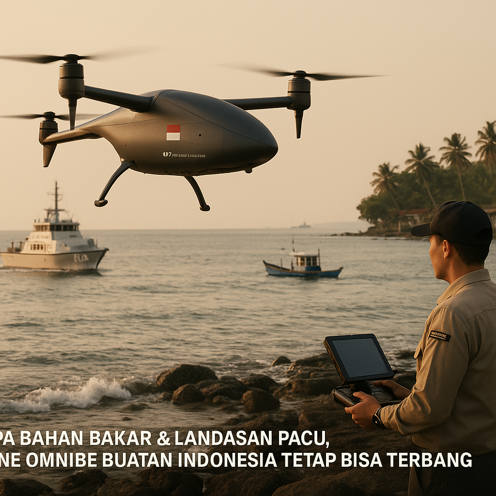 Tanpa Bahan Bakar dan Landasan Pacu, Drone Omnibe Buatan Indonesia Tetap Bisa Terbang Memantau Wilayah Pesisir hingga Posisi Musuh