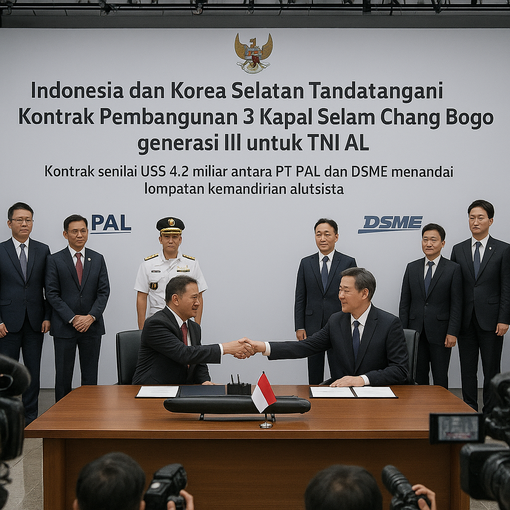Indonesia dan Korea Selatan Tandatangani Kontrak Pembangunan 3 Kapal Selam Chang Bogo generasi III untuk TNI AL