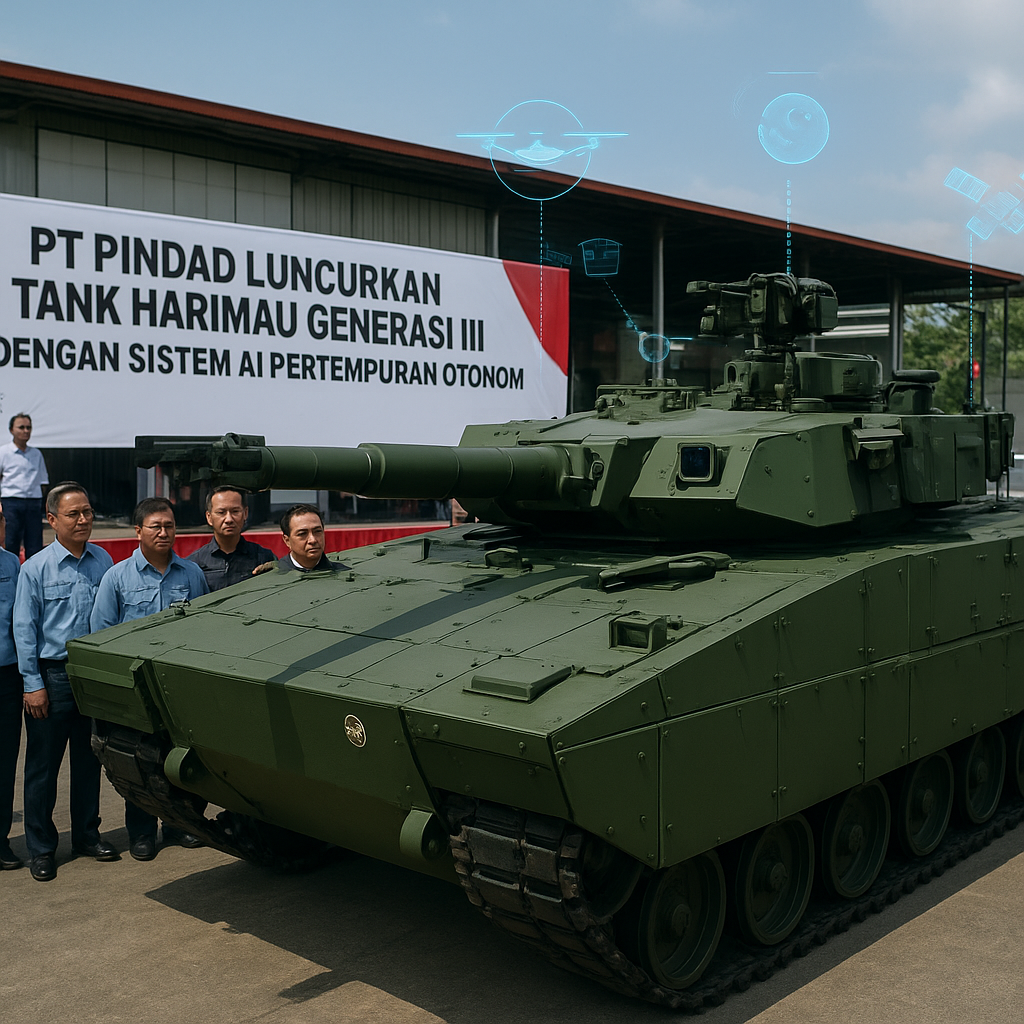 PT Pindad Luncurkan Tank Harimau Generasi III dengan Sistem AI Pertempuran Otonom