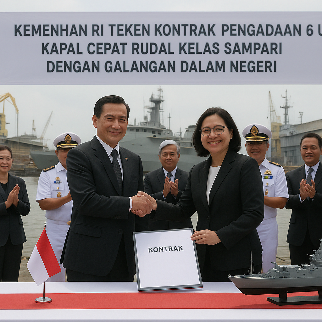 Kemenhan RI Teken Kontrak Pengadaan 6 Unit Kapal Cepat Rudal Kelas Sampari dengan Galangan Dalam Negeri