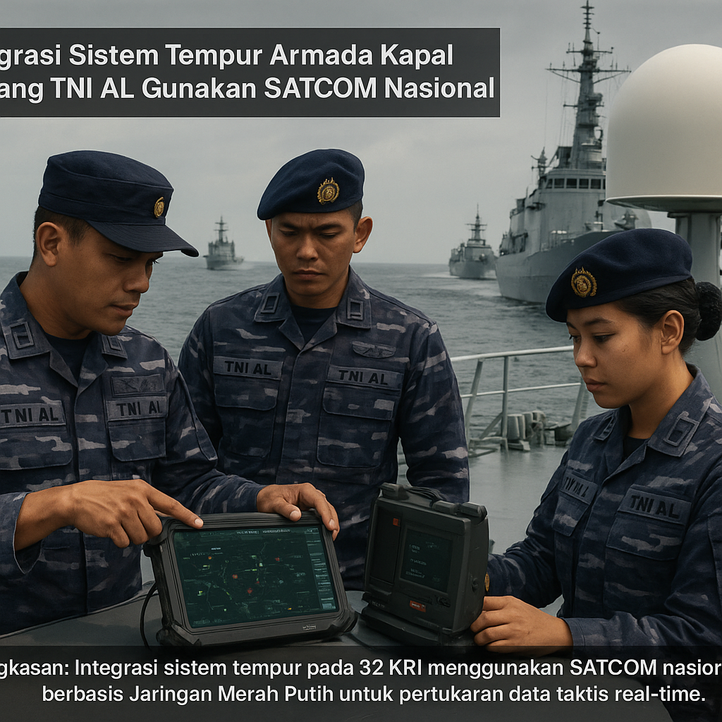 Integrasi Sistem Tempur Armada Kapal Perang TNI AL Gunakan SATCOM Nasional